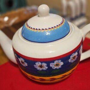beautiful vintage 1996 vista alegre portugal blue flowers ceramic teapot